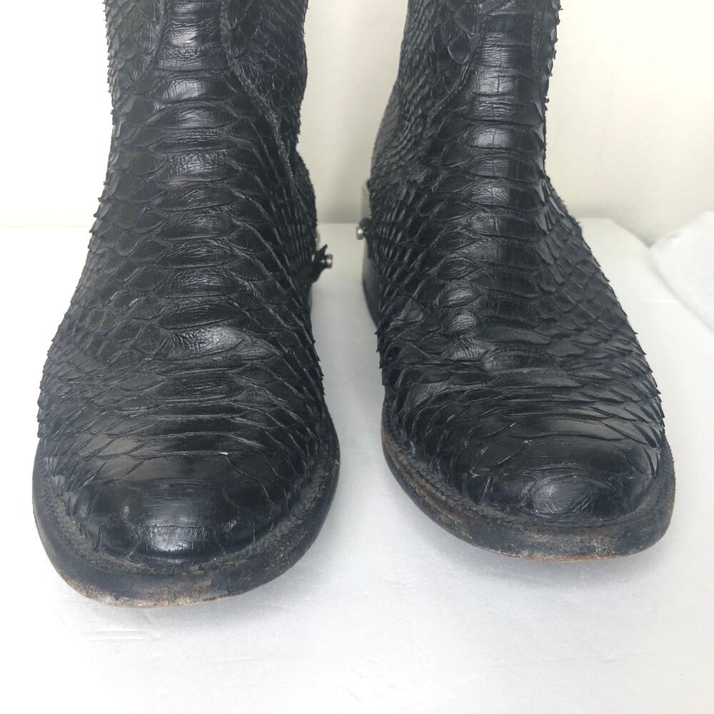 Lucchese Bootmaker Python Exotic Leather Black Sh… - image 6